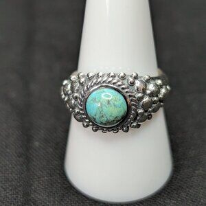 💚 Sterling Silver Turquoise Ring – Size 8.5 – Southwest Styl